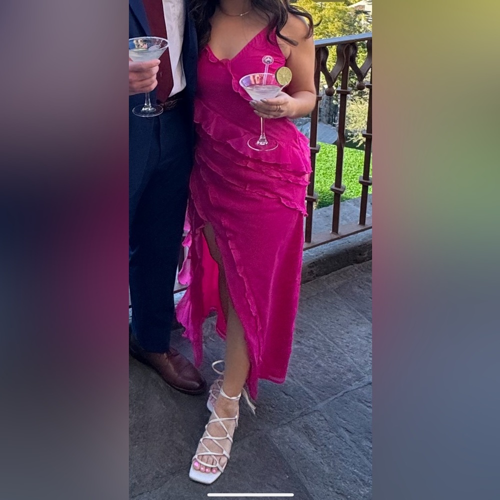 Abercrombie pink maxi dress with slit
